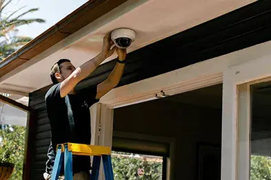 Calibre Connect installing a dome CCTV security camera