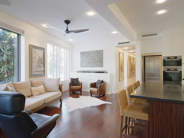 Ceiling fan and downlight installation at Evans Road, Elizabeth Bay