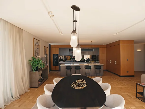 Dining pendant light installation at Albert Street, Edgecliff