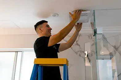 Calibre Connect installing a ceiling mounted exhaust fan in bathroom