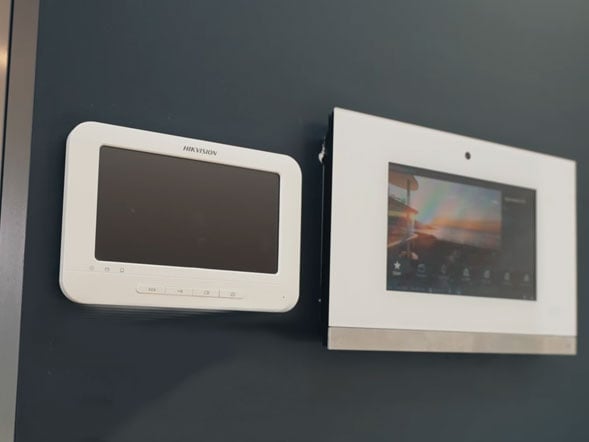 Hikvision video intercom screen installed at Bondi Beach apartment
