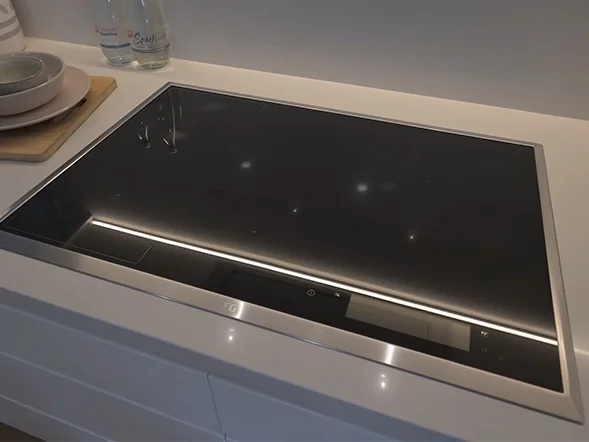 Built-in induction cooktop installation on kitchen island at The Boulevarde, Dulwich Hill