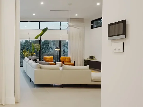 Wall-mounted home intercom system installed in modern living space in Carlingford, in the Hills District