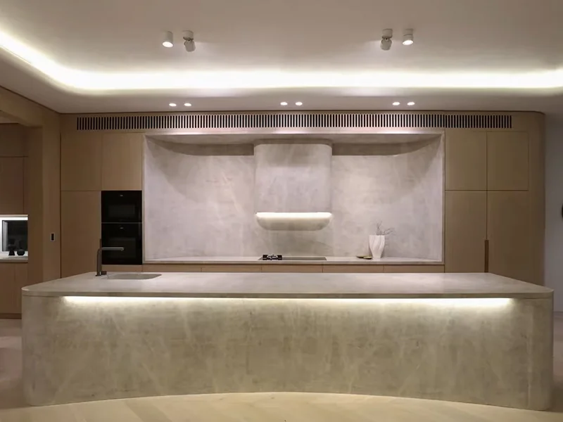 Modern kitchen lighting installed above island and ceiling at Flavelle Street, Concord