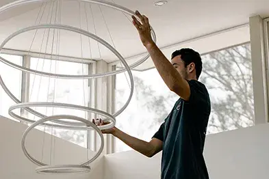 Calibre Connect installing a ceiling mounted pendant light