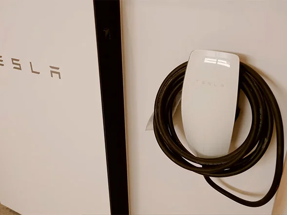 Tesla wall connector electric vehicle charger installed in residential garage at Livingstone Road, Petersham