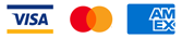 Visa, Mastercard and Amex logos of accepted payments