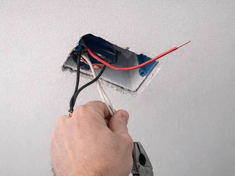 Electrical wiring for a 240v hardwired smoke alarm installation in a Sydney home