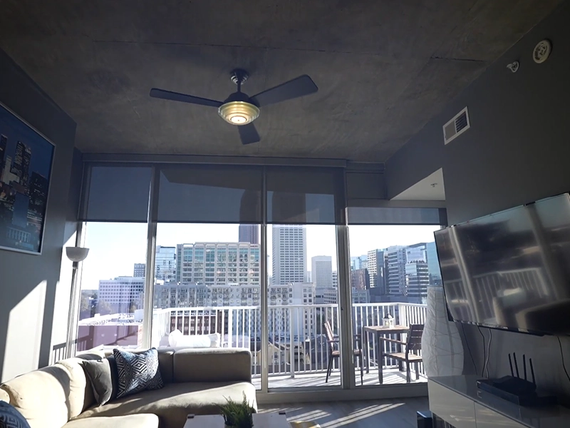 Ceiling fan installed in a Sydney high-rise apartment living room