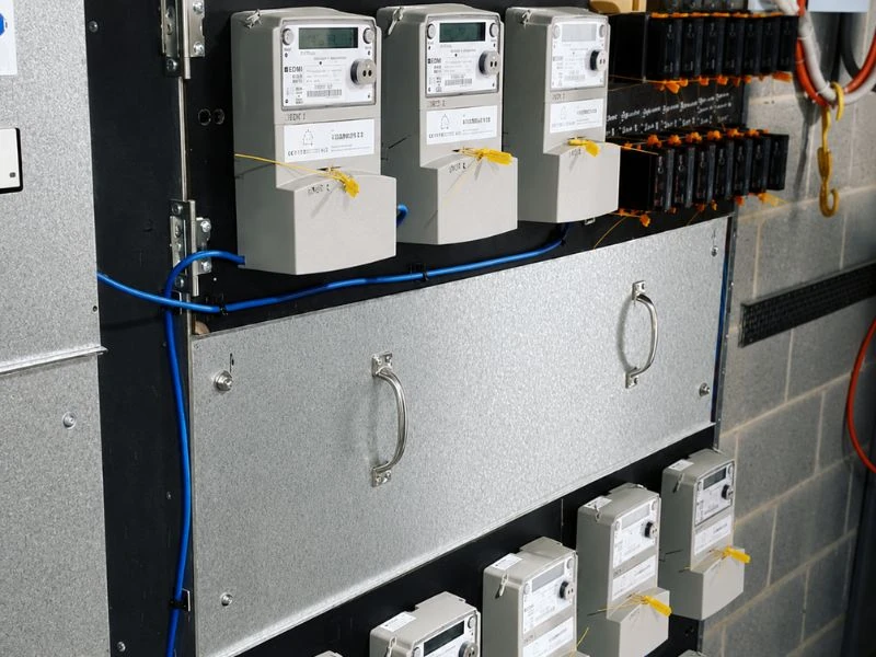Commercial electricity meters installed in a meter panel for a Sydney business property
