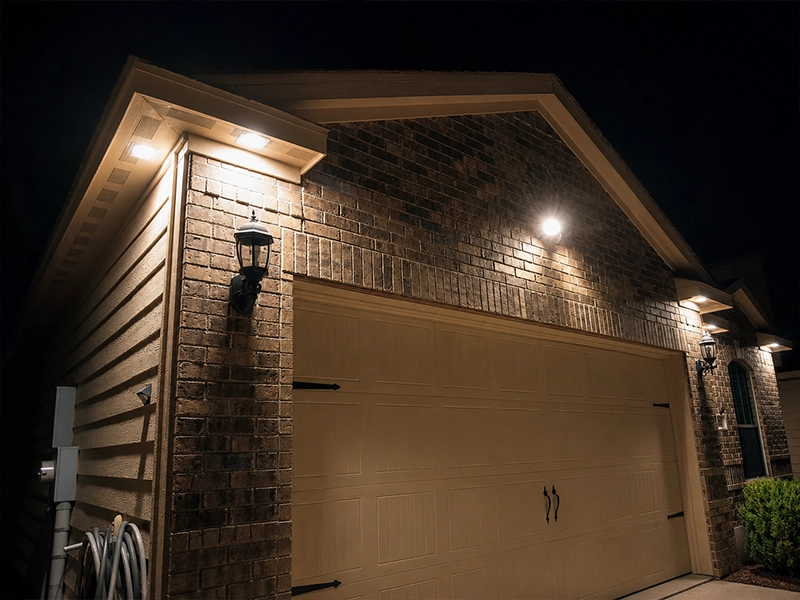 LED eave lighting illuminating the exterior of a Sydney home at night