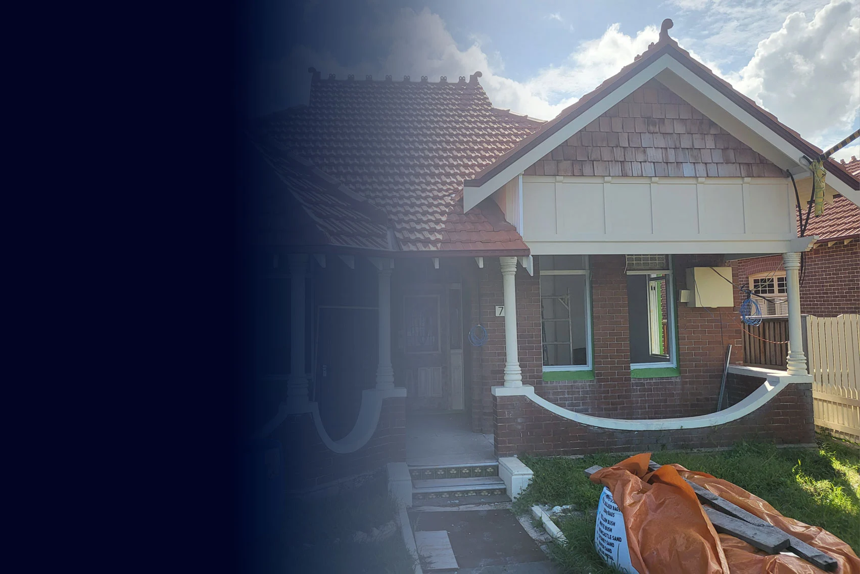 Front facade of a heritage home in Haberfield prior to electrical switchboard relocation.