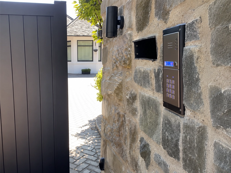 Gate entry intercom with keypad installed at a Sydney property for secure visitor access