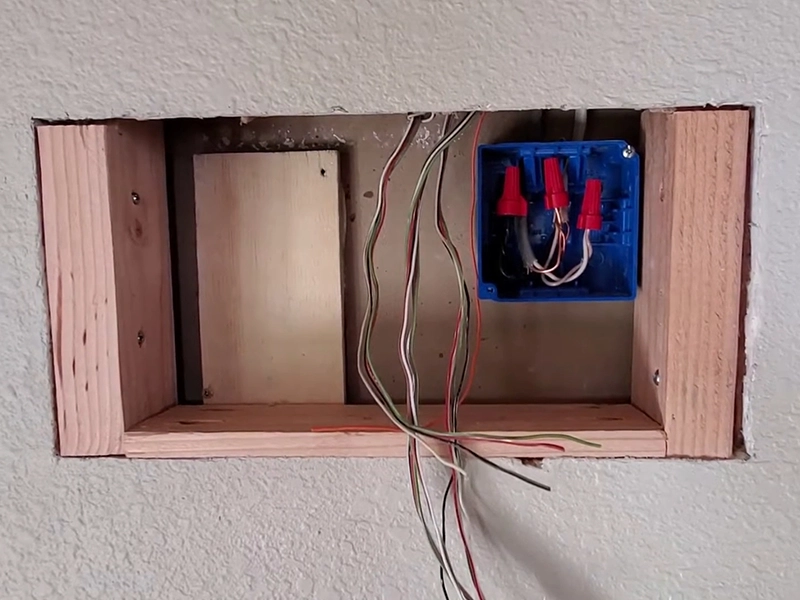 Exposed intercom wiring during a Sydney retrofit installation before the new system is fitted