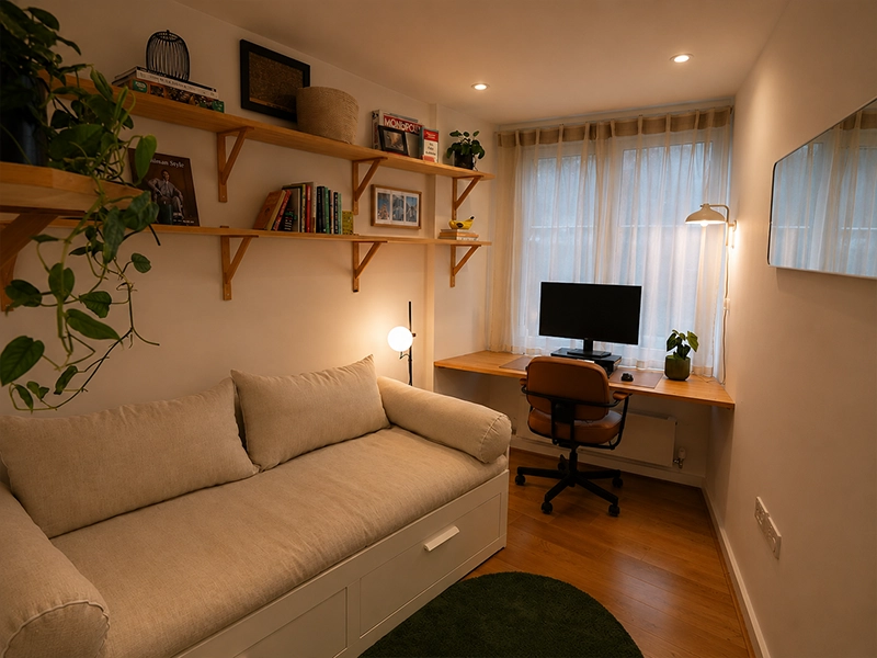 Home office lighting with LED downlights in a Sydney residential workspace