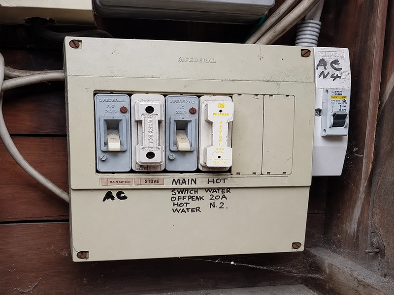 Old ceramic fuses in an outdated Sydney switchboard that may need upgrading