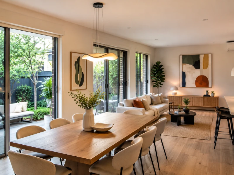 Decorative pendant light installed over a dining area in a Sydney residential property