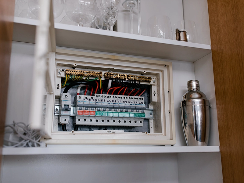 Residential switchboard with circuit protection installed by Calibre Connect to improve electrical safety in a Sydney home