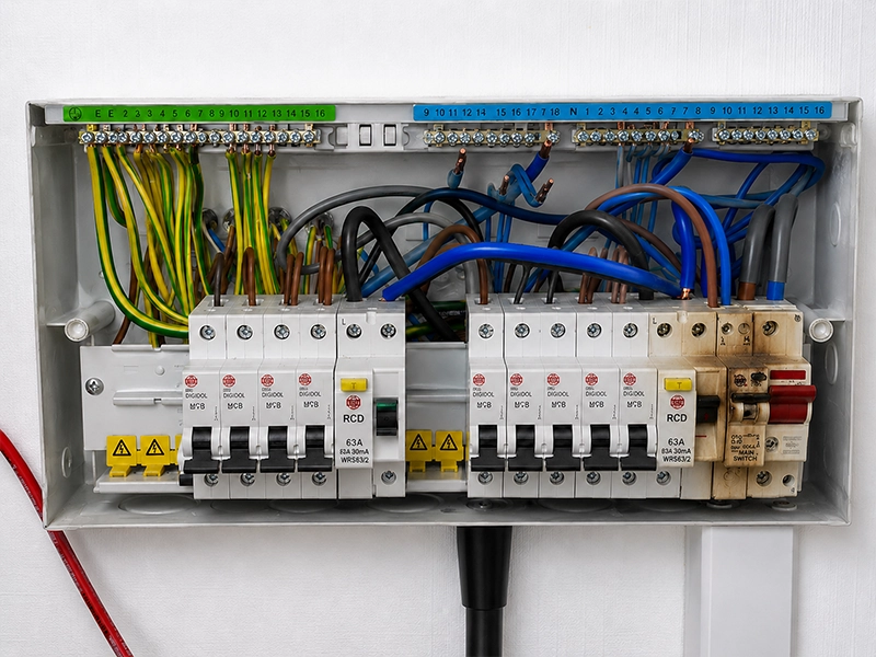 Switchboard showing heat damage and worn electrical gear in a Sydney property