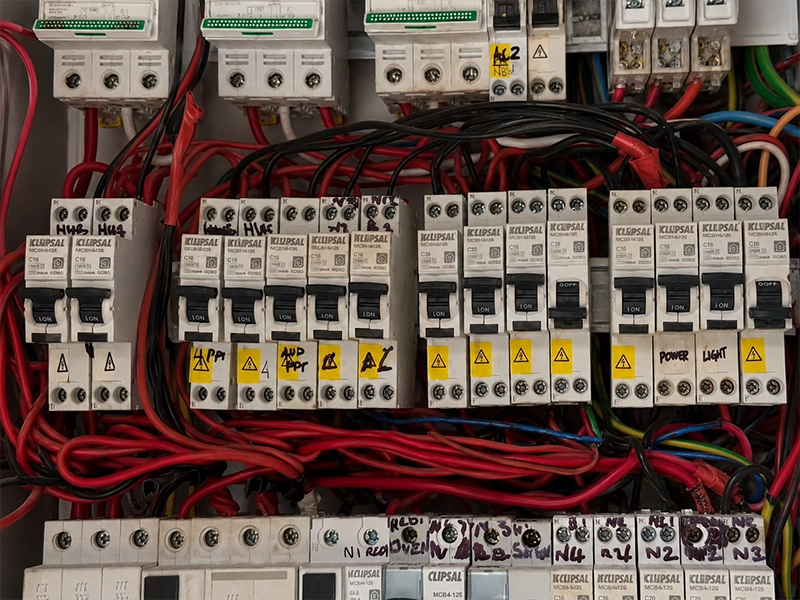 Overloaded switchboard showing limited space for new circuits in a Sydney property
