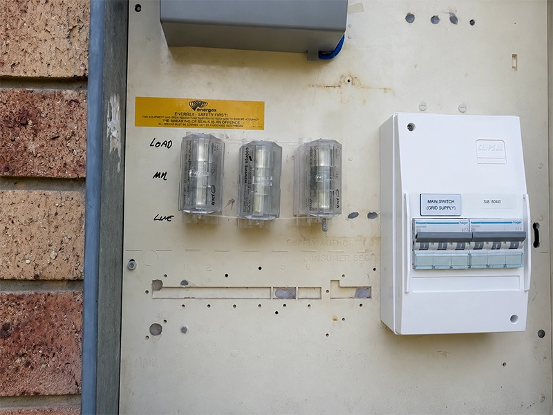 Three-phase power upgrade components installed in a Sydney property switchboard