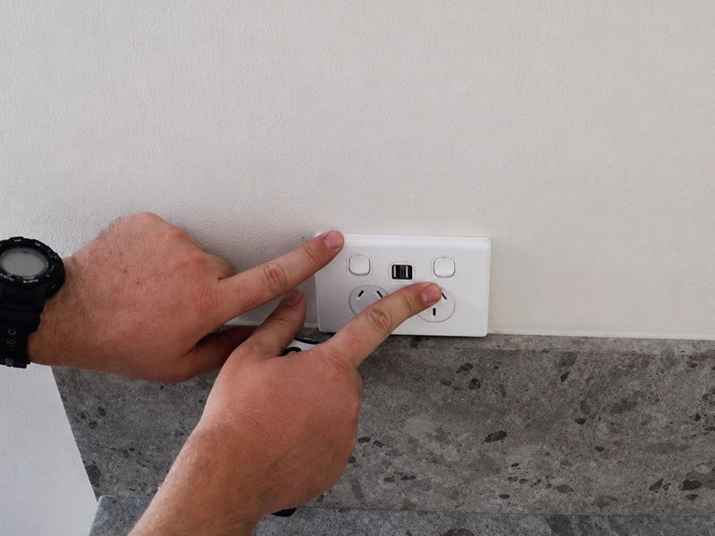 Double power point with USB-A and USB-C charging ports installed in a Sydney property